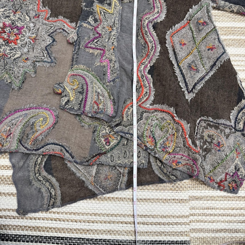Baba Jacket Women's‎ One Size Multicolor 100% Wool Kimono Paisley Boho Patchwork - Picture 15 of 16